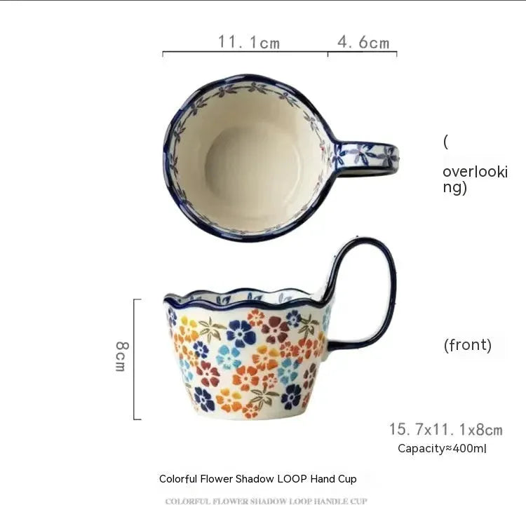 Handmade Large Capacity Painted Irregular Cups - Bellarte Enchanté Handmade Large Capacity Painted Irregular Cups